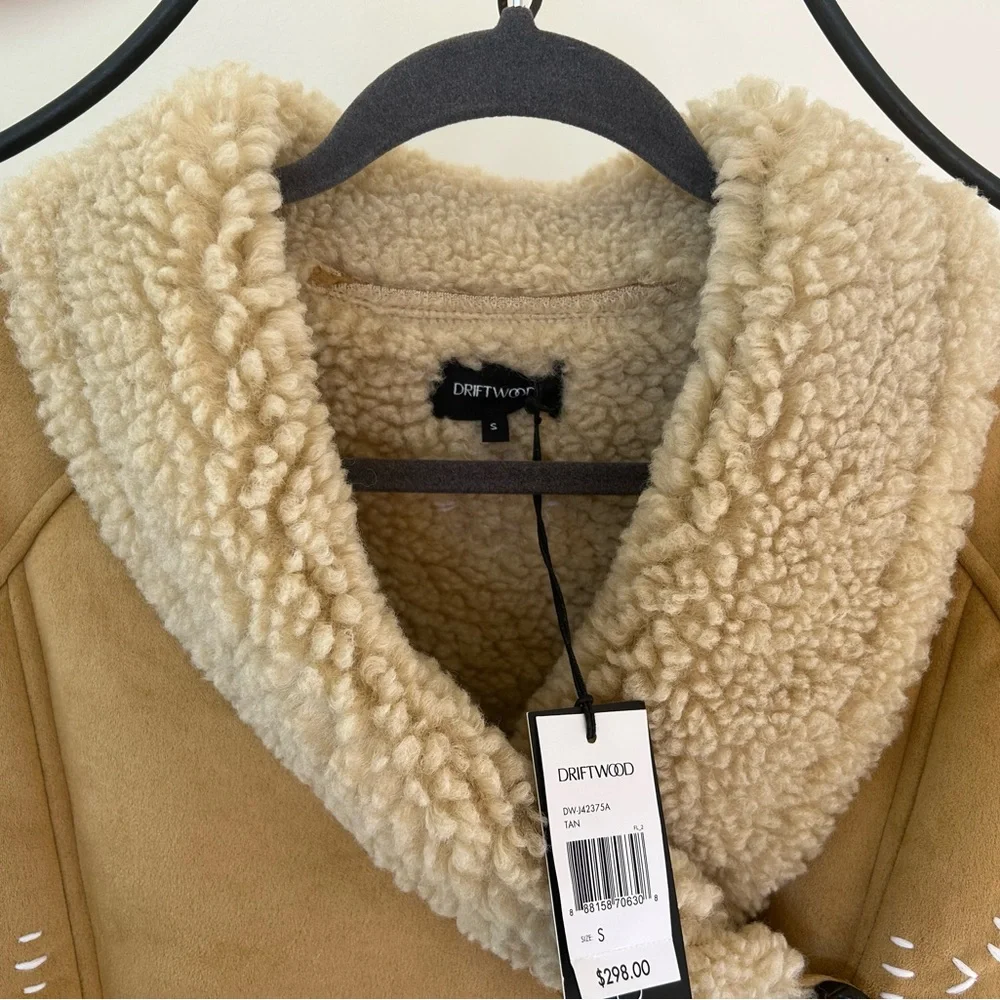 NWT $298 Driftwood Sundance Faux Suede Embroidered Coat S/M - Picture 4 of 8